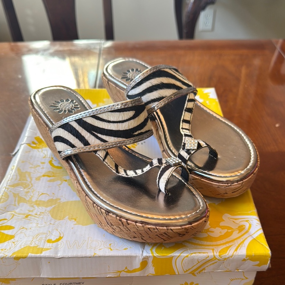 Yellow Box Zebra Print Sandals